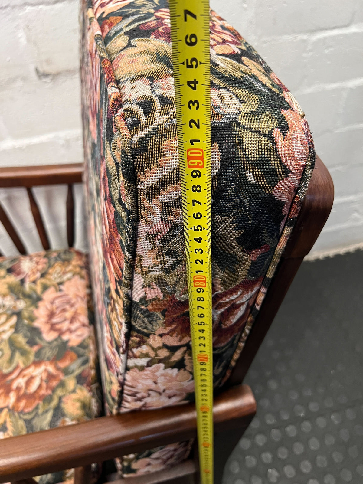 Charming Vintage Floral Armchair with Wooden Frame - REDUCED