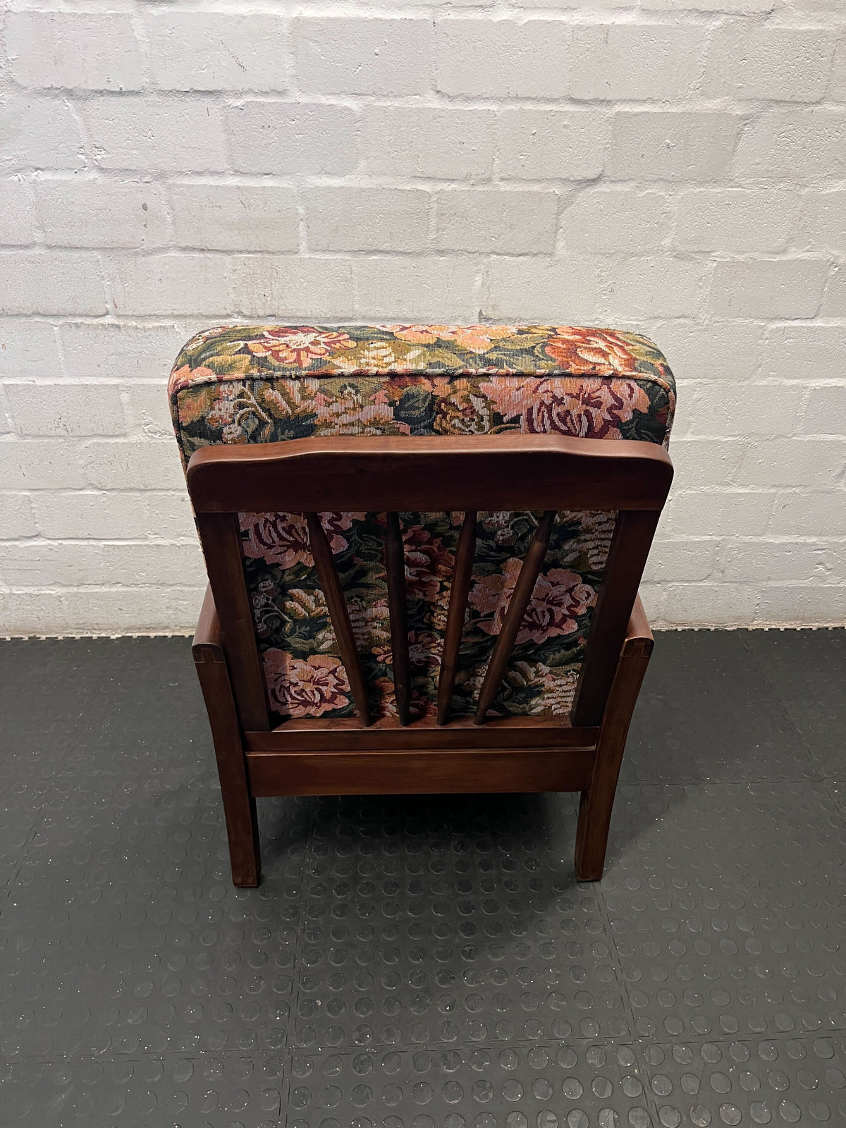 Charming Vintage Floral Armchair with Wooden Frame - REDUCED