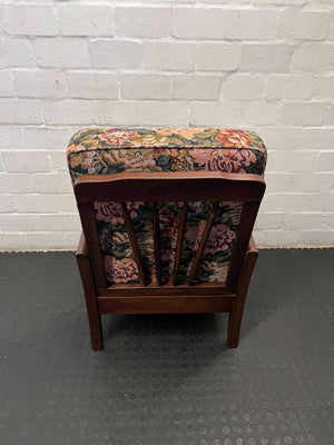 Charming Vintage Floral Armchair with Wooden Frame - REDUCED