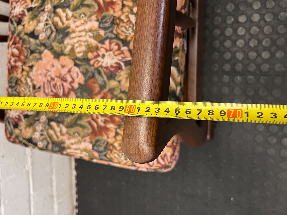 Charming Vintage Floral Armchair with Wooden Frame - REDUCED