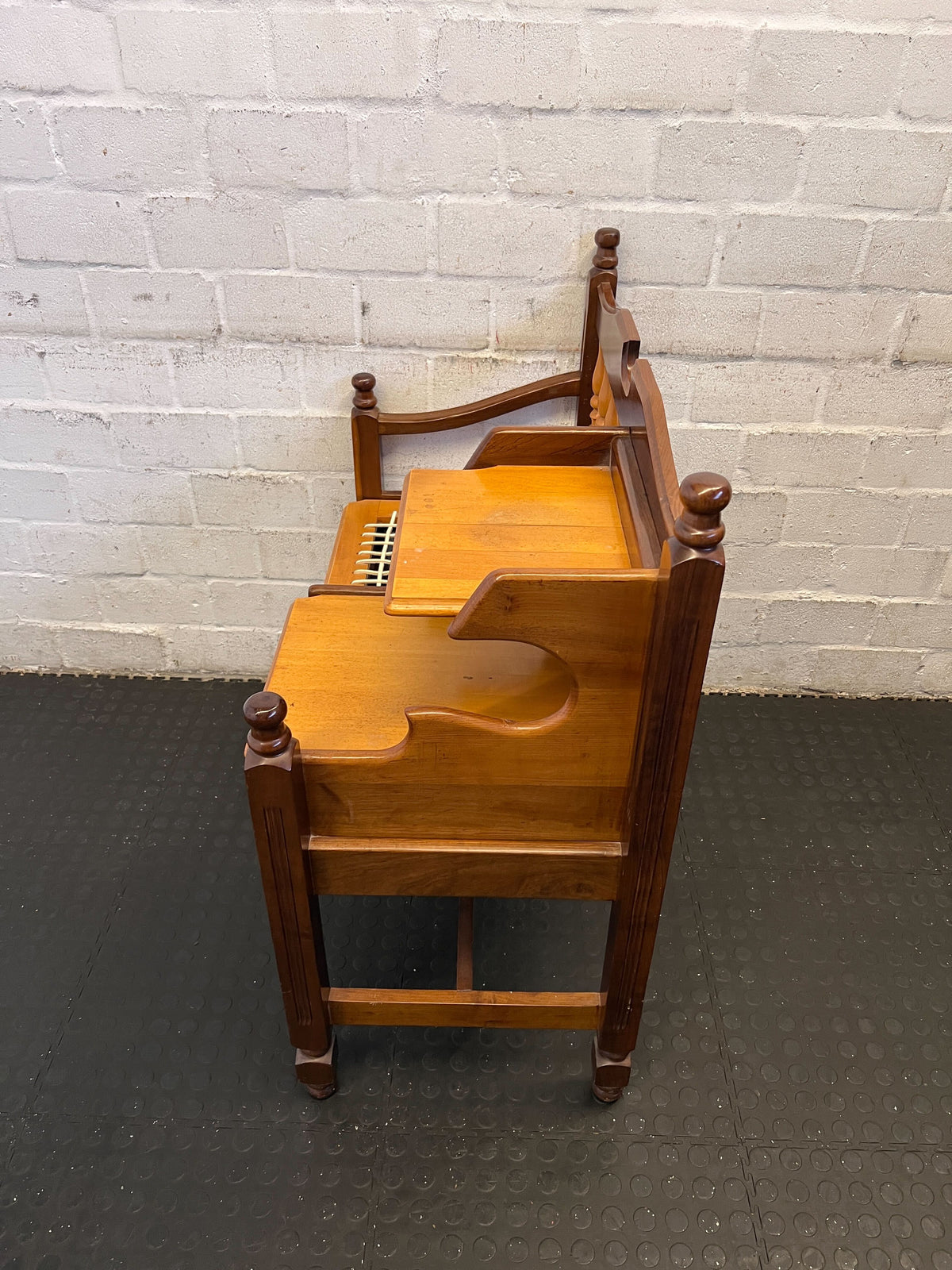 Charming Vintage Mahogany Bench with Storage, Minor Wear