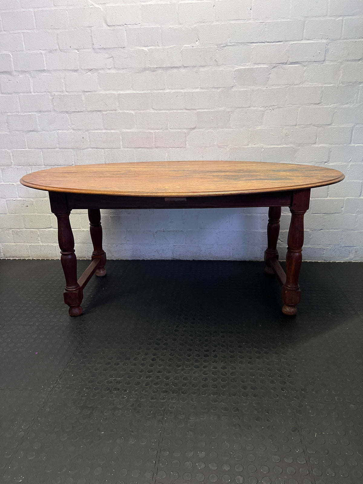 Charming Vintage Oval Wooden Dining Table- Some scratches an fading on the top of table