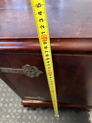 Charming Vintage Wooden Side Cabinet with Ornate Brass Hardware