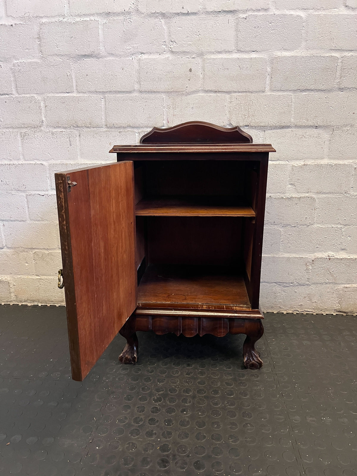 Charming Vintage Wooden Side Cabinet with Ornate Brass Hardware