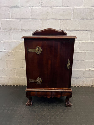 Charming Vintage Wooden Side Cabinet with Ornate Brass Hardware