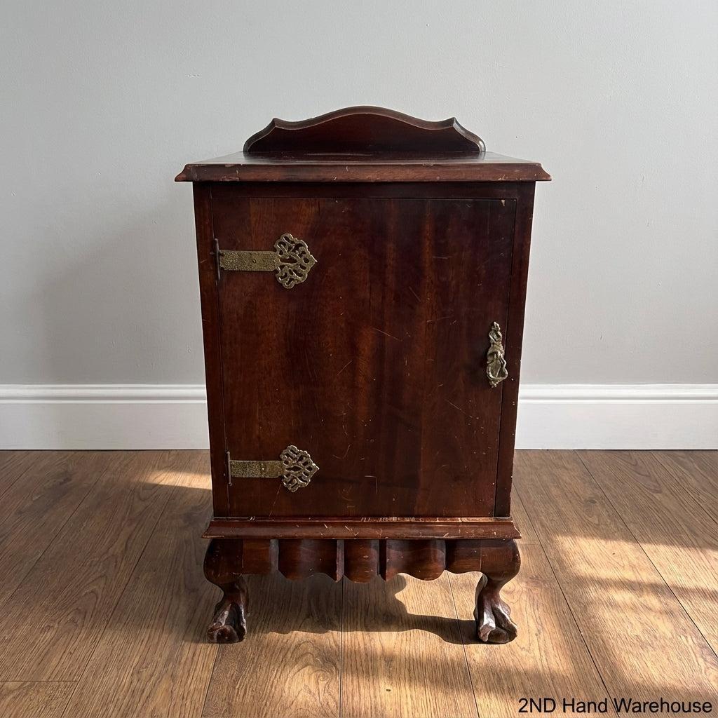 Charming Vintage Wooden Side Cabinet with Ornate Brass Hardware