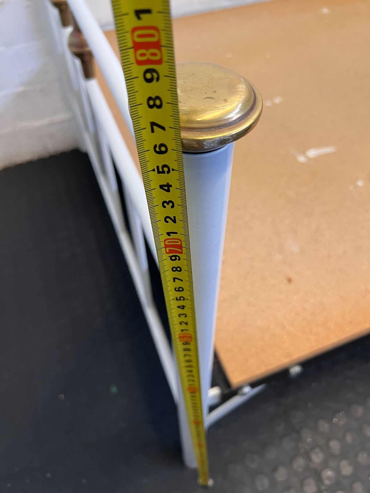 Charming White Metal three quarter Bed Frame with Wood Accents