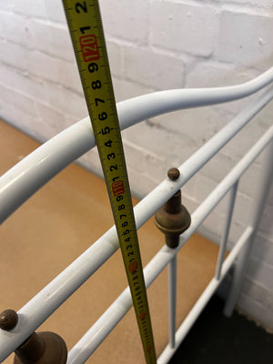 Charming White Metal three quarter Bed Frame with Wood Accents