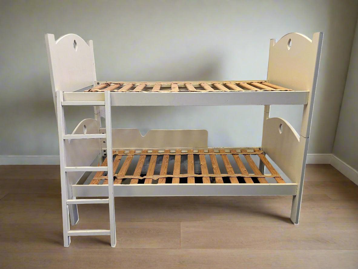 Charming White Wooden Bunk Bed with Slatted Base