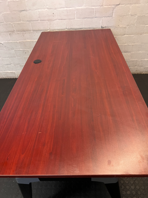 Cherry Wood Finish Boardroom Table with Black Metal Frame - 2ndhandwarehouse.com