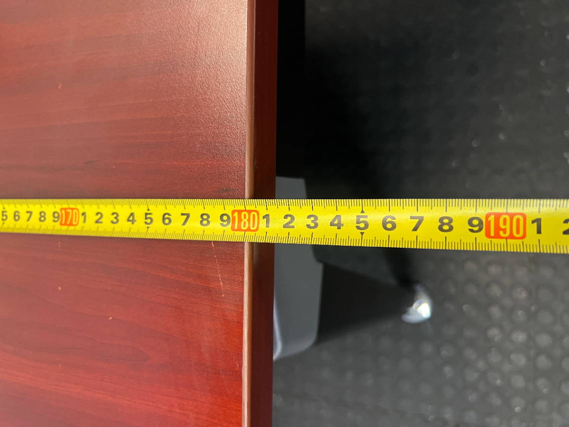 Cherry Wood Finish Boardroom Table with Black Metal Frame - 2ndhandwarehouse.com