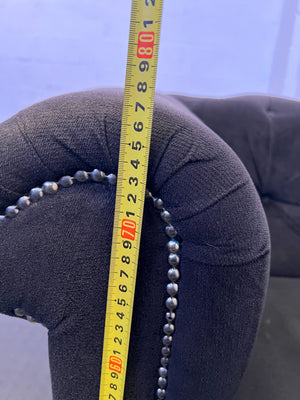 Chic Black Velvet Armchair with Tufted Design and Minor Damage - REDUCED