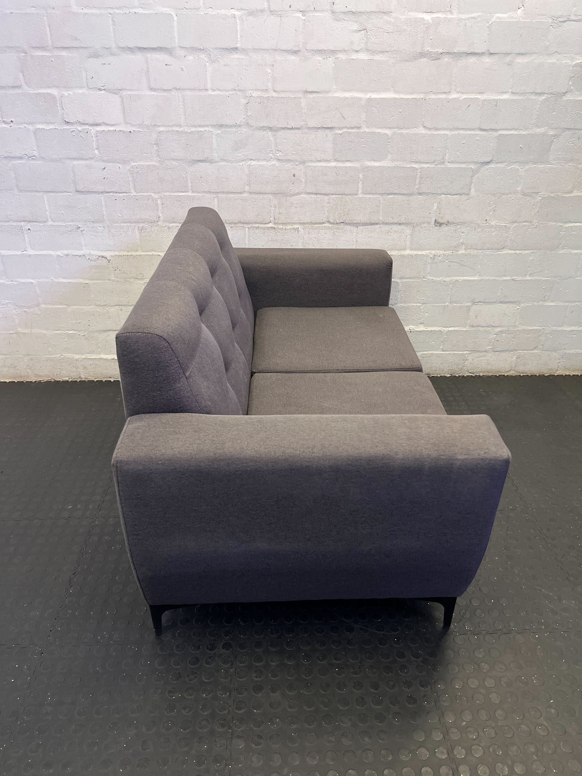 Chic Charcoal Grey 2-Seater Sofa with Button Tufting