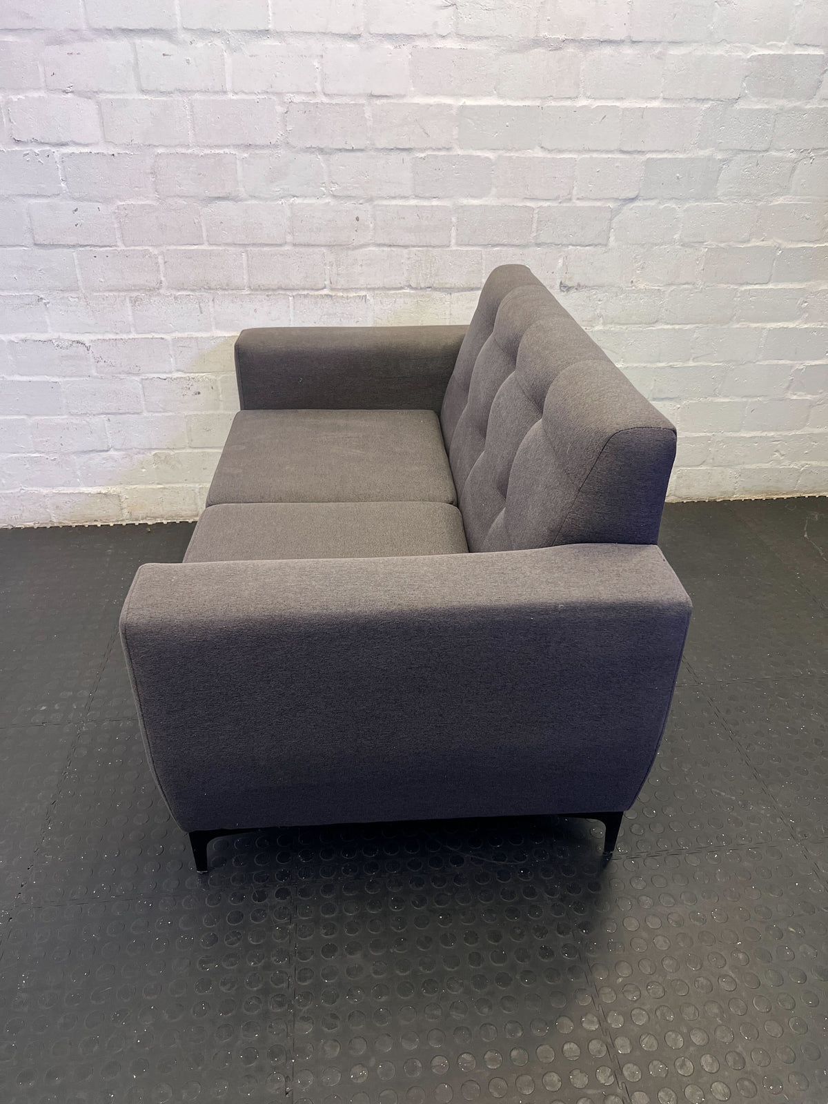 Chic Charcoal Grey 2-Seater Sofa with Button Tufting