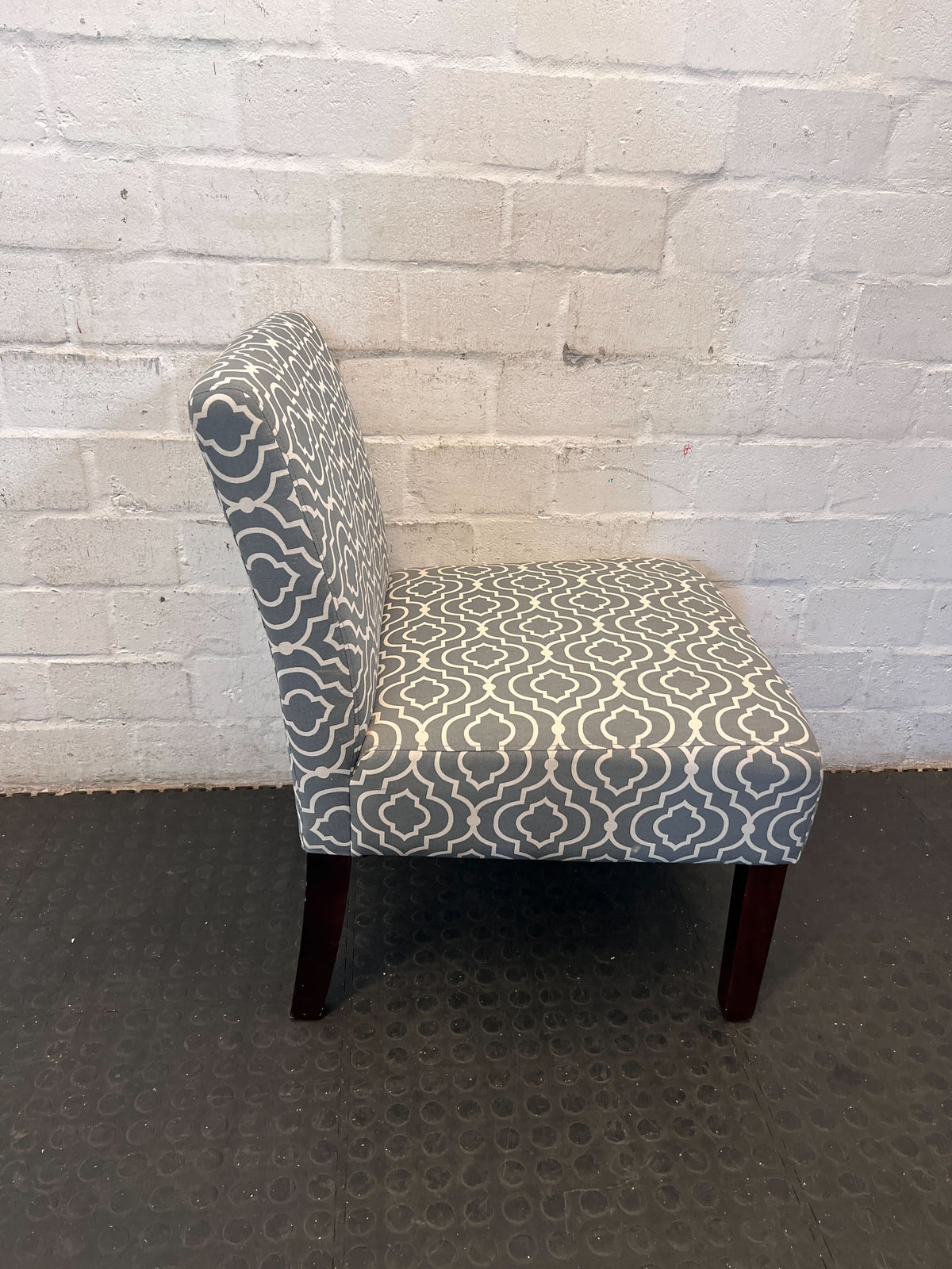 Chic Grey & White Geometric Slipper Chair