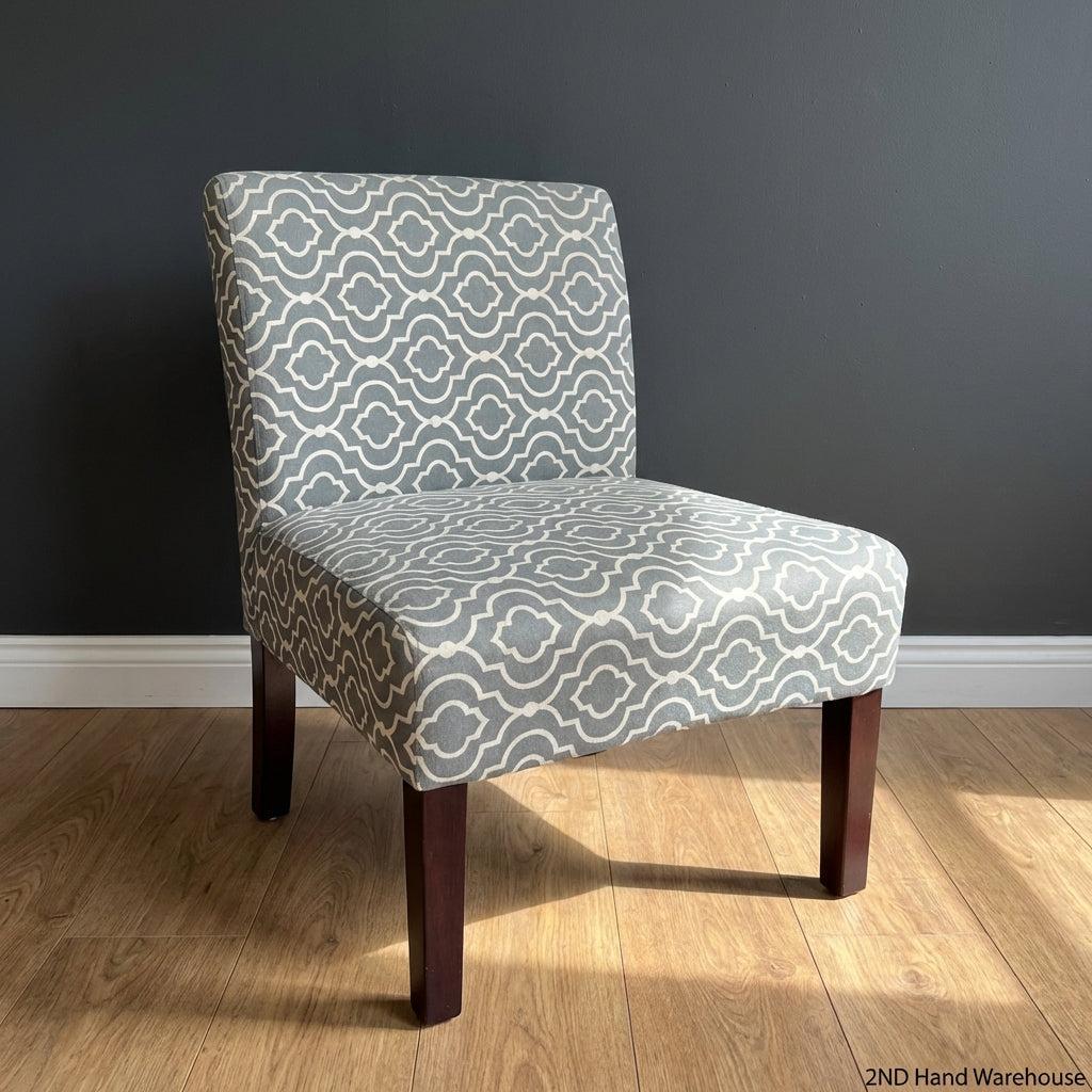 Chic Grey & White Geometric Slipper Chair
