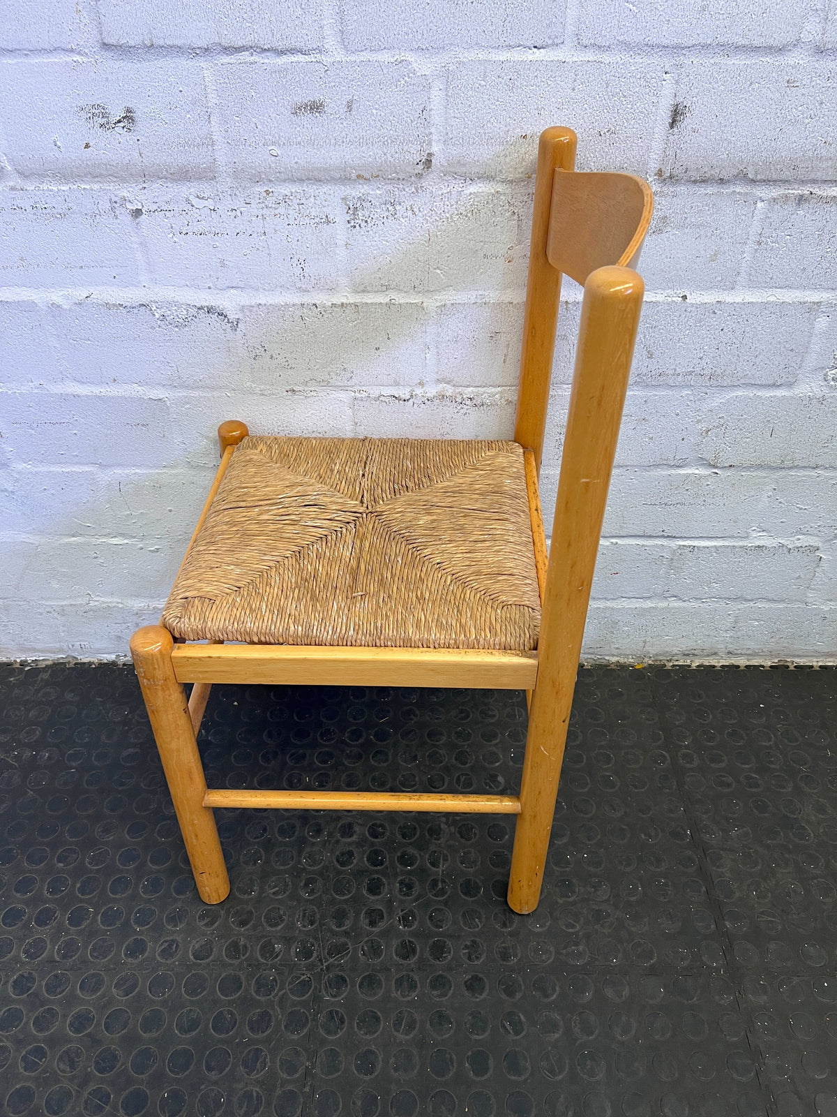 Chic Natural Wood Dining Chair with Woven Seat - Minor Wear - PRICE DROP has damage - 2ndhandwarehouse.com