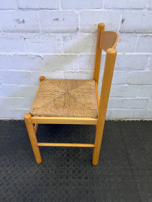 Chic Natural Wood Dining Chair with Woven Seat - Minor Wear - PRICE DROP has damage - 2ndhandwarehouse.com