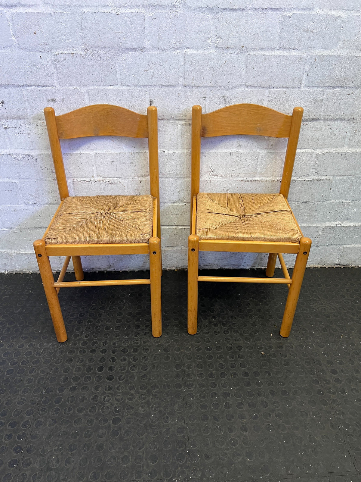 Chic Natural Wood Dining Chair with Woven Seat - Minor Wear - PRICE DROP has damage - 2ndhandwarehouse.com