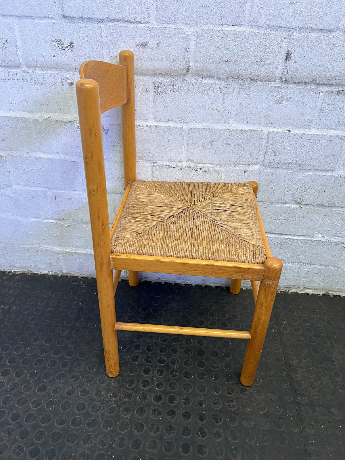 Chic Natural Wood Dining Chair with Woven Seat - Minor Wear - PRICE DROP has damage - 2ndhandwarehouse.com
