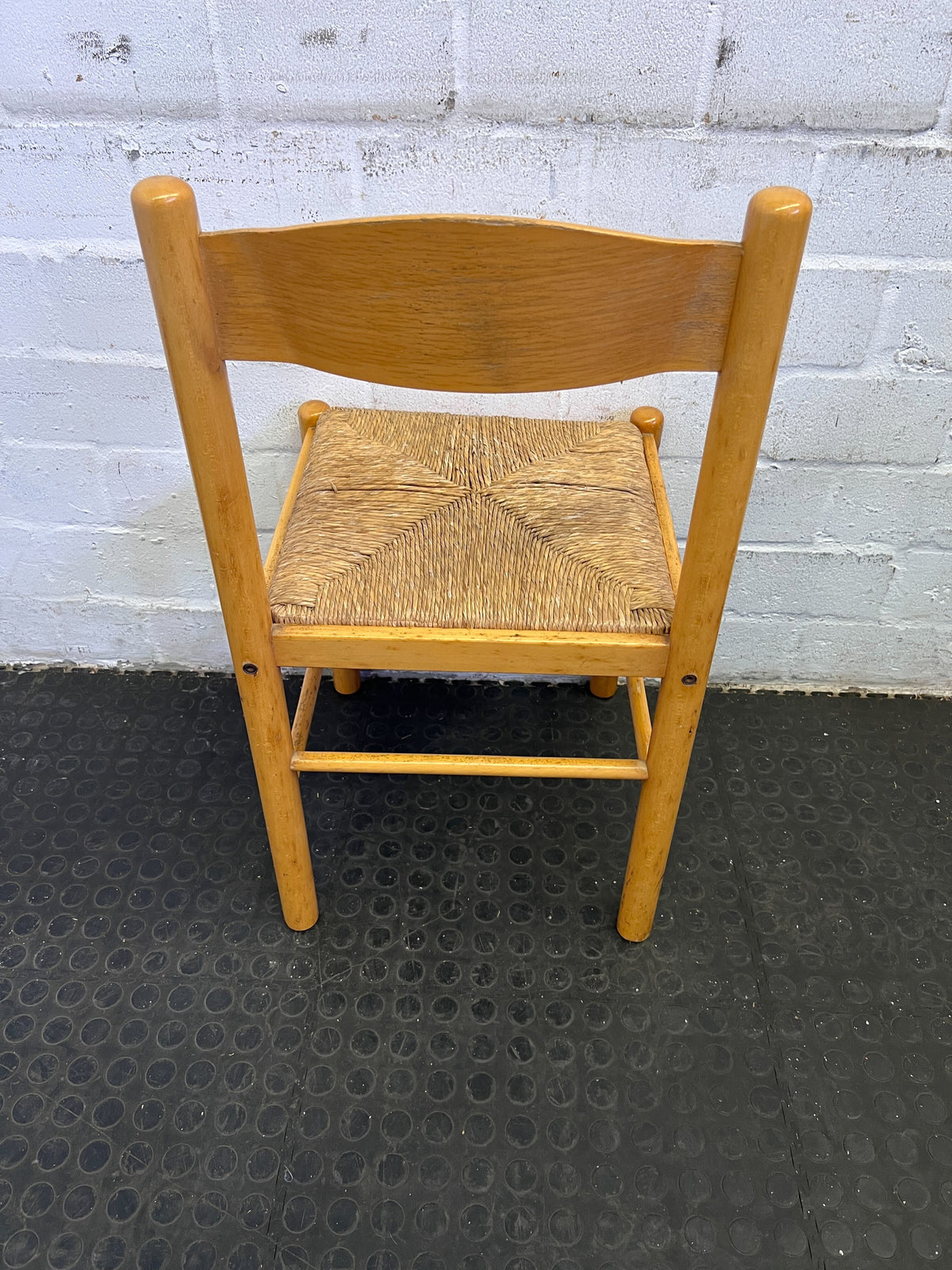 Chic Natural Wood Dining Chair with Woven Seat - Minor Wear - PRICE DROP has damage - 2ndhandwarehouse.com