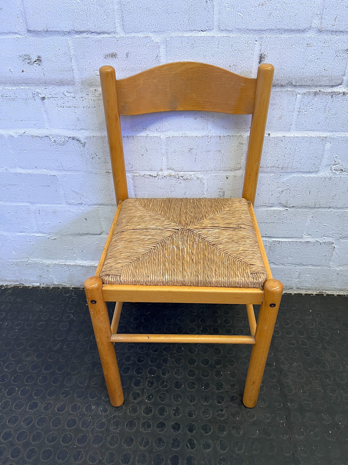 Chic Natural Wood Dining Chair with Woven Seat - Minor Wear - PRICE DROP has damage - 2ndhandwarehouse.com