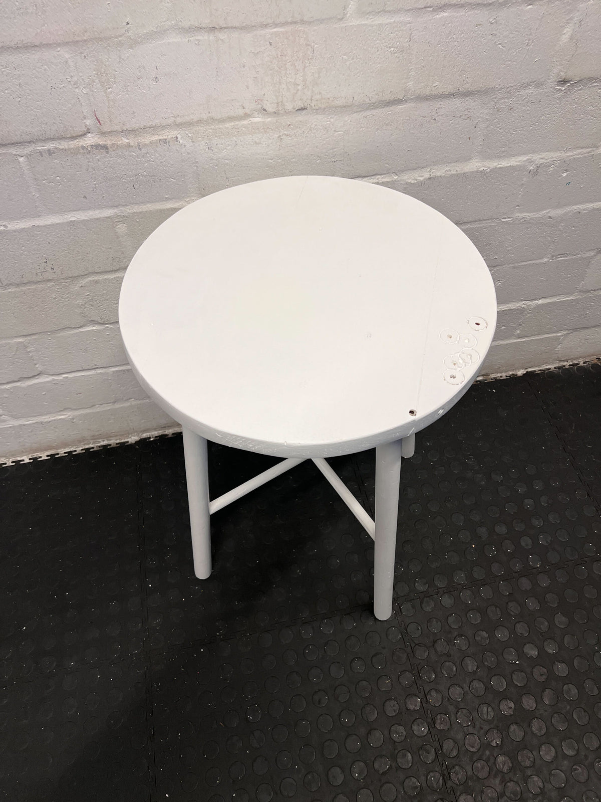 Chic Round White Wooden Side Table