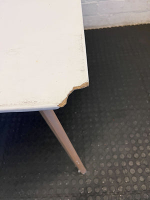 Chic White Rectangular Table with Natural Wood Legs – Minor Wear - REDUCED