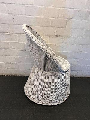 Chic White Wicker Rattan Accent Chair - 2ndhandwarehouse.com