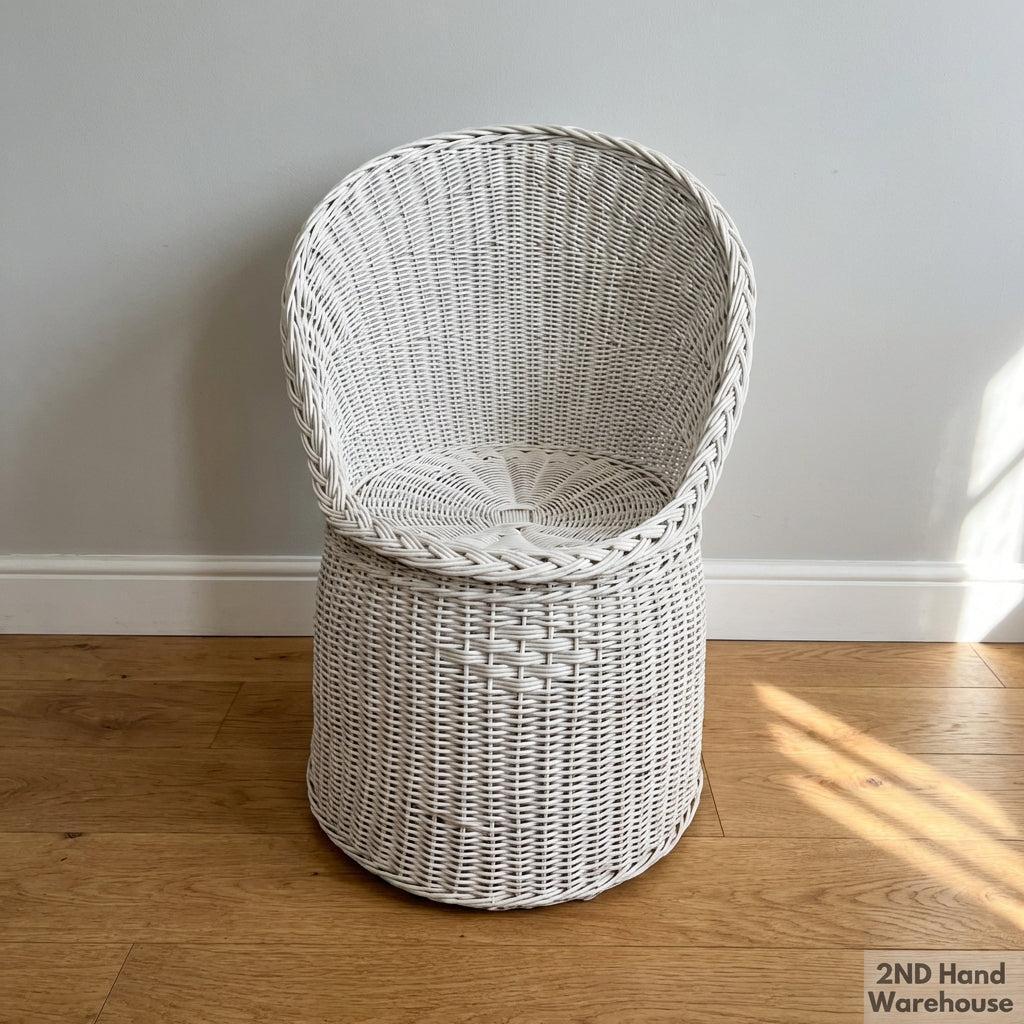 Chic White Wicker Rattan Accent Chair - 2ndhandwarehouse.com