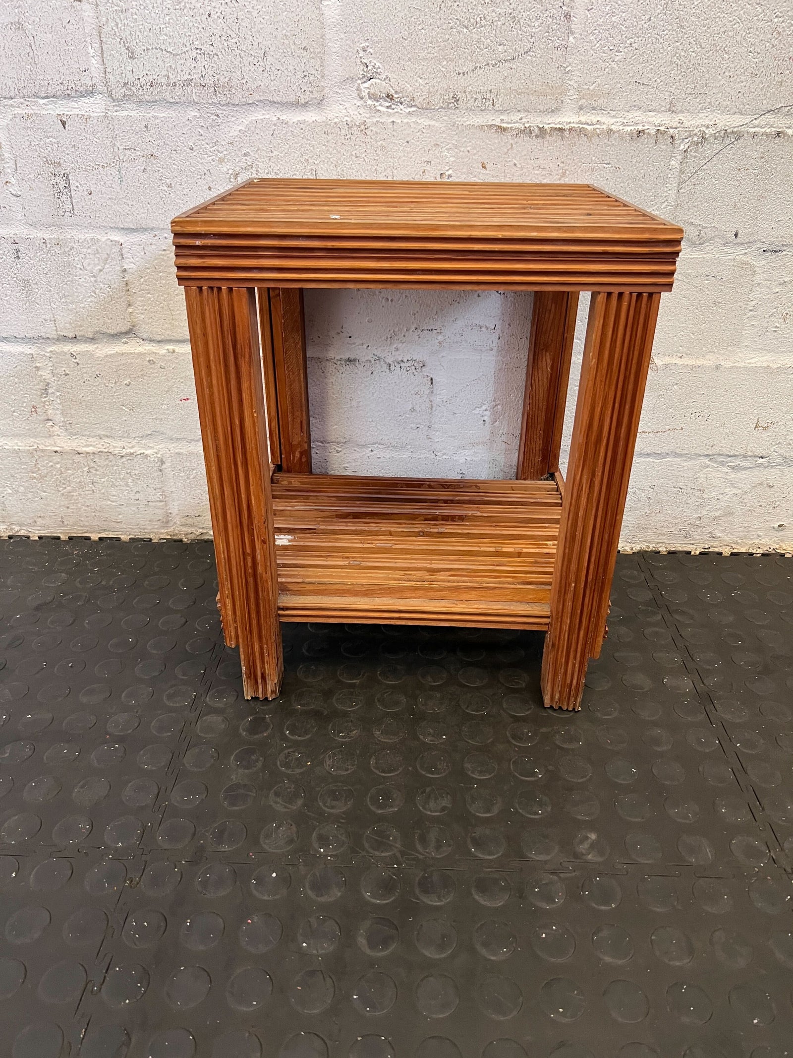 Chic Wooden Side Table with Open Shelf - Rustic Charm