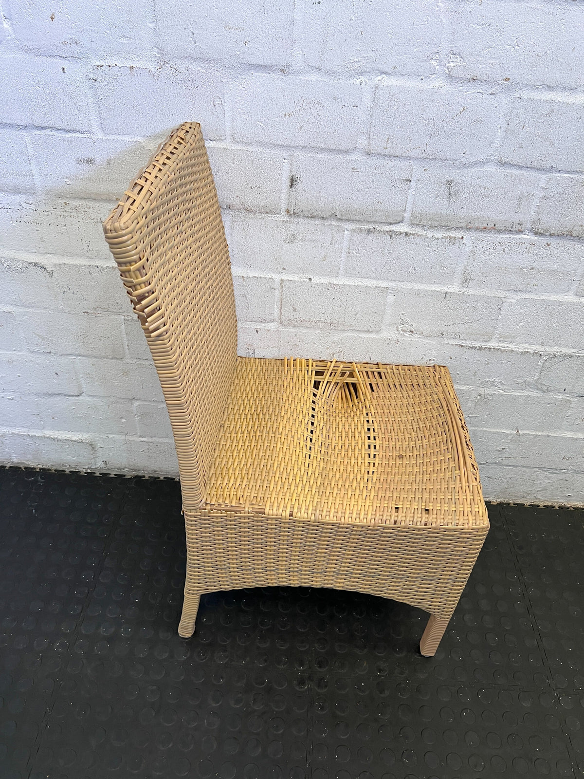 Chic Woven Rattan Dining Chair - Light Brown - Heavy Wear