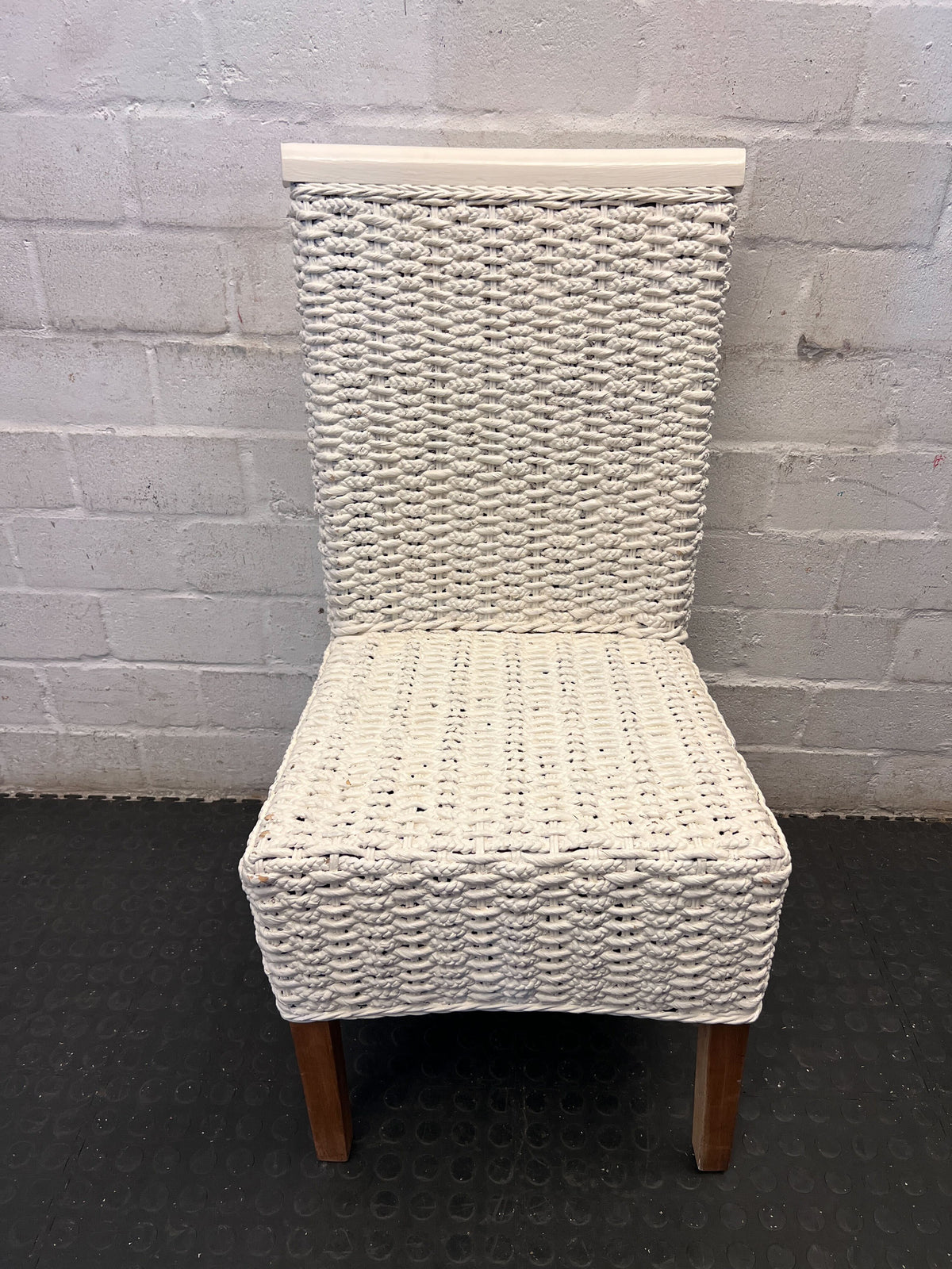 Chic Woven White Dining Chair - Coastal Boho Style - 2ndhandwarehouse.com