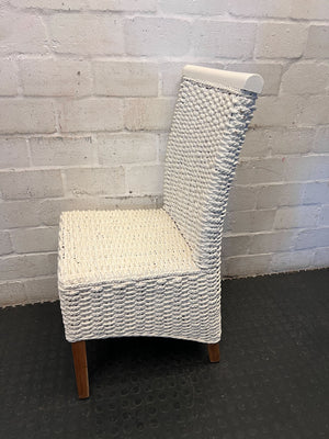 Chic Woven White Dining Chair - Coastal Boho Style - 2ndhandwarehouse.com