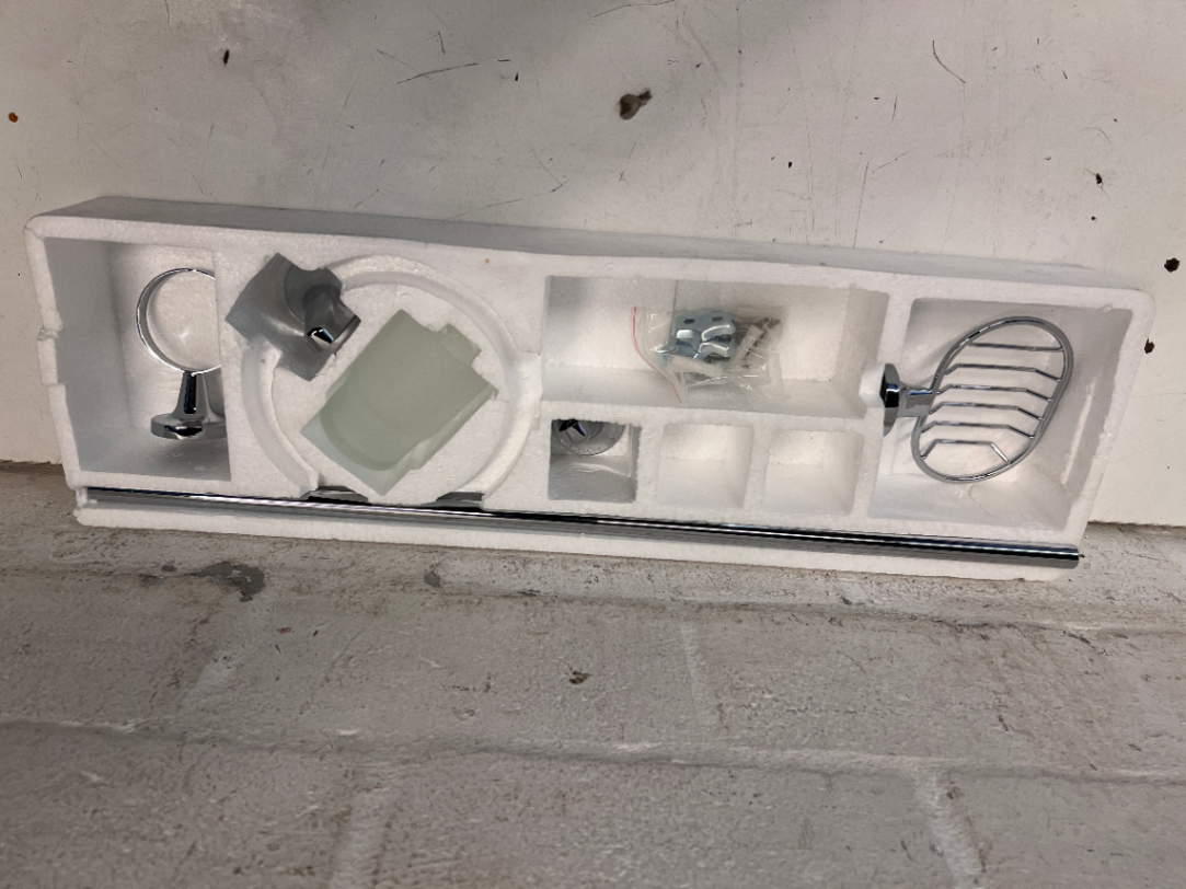 Chrome Finish Wall Mounted Bathroom Rail with Accessories