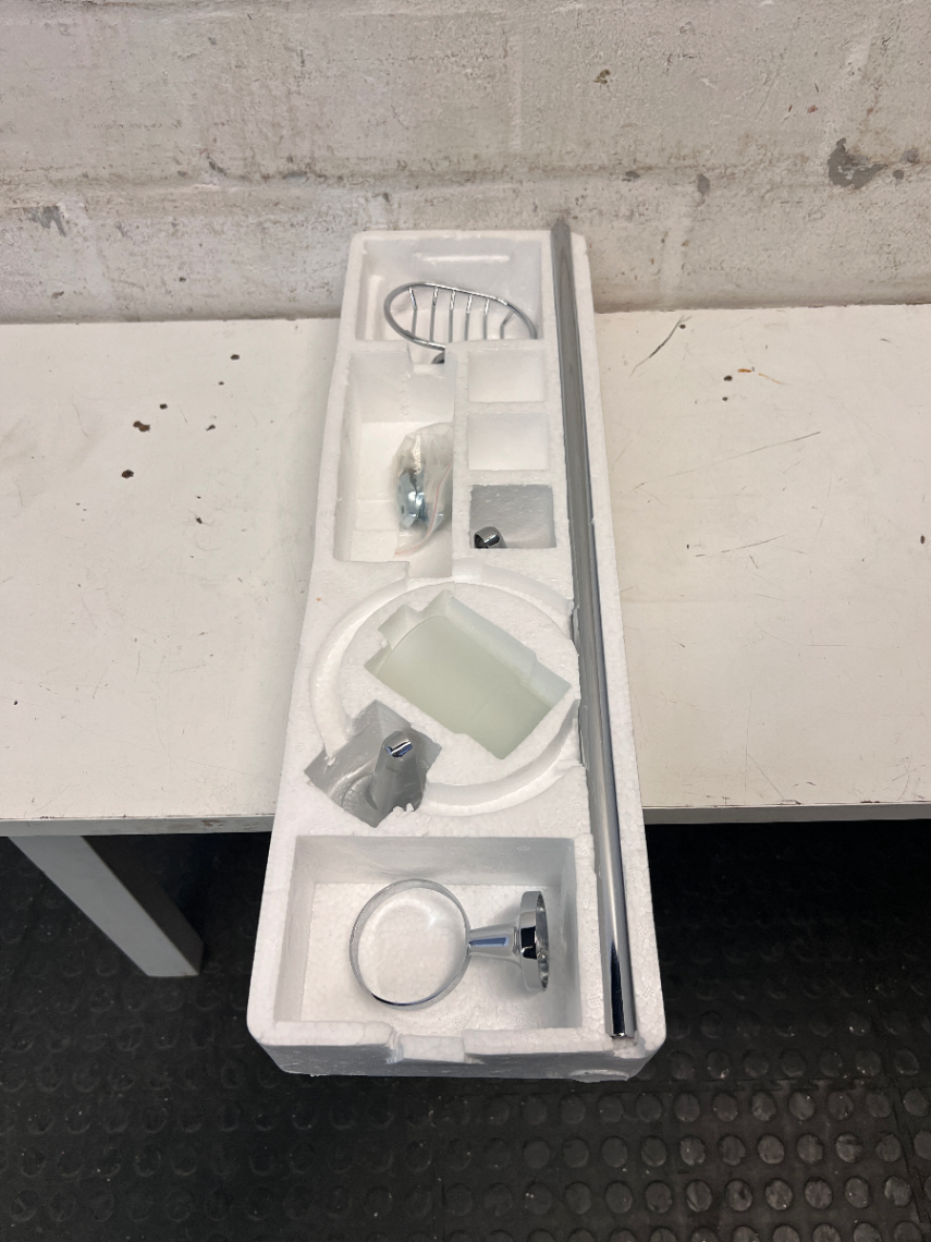 Chrome Finish Wall Mounted Bathroom Rail with Accessories