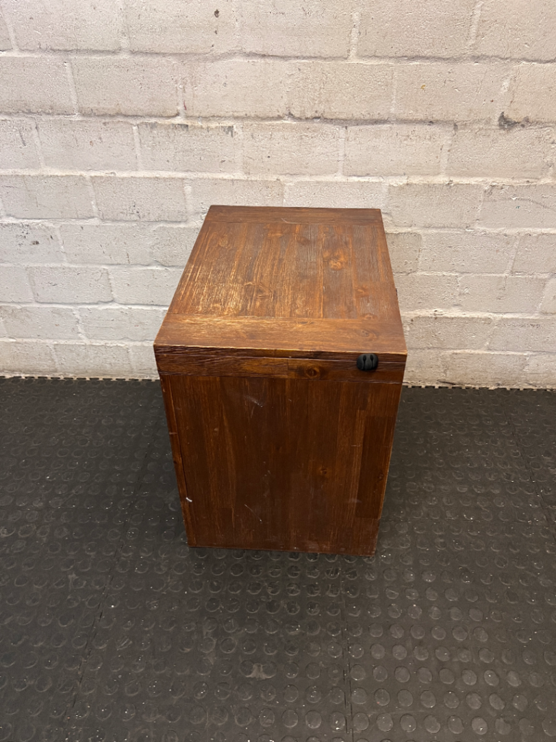 Chunky Acacia Wood Bedside Pedestal with Two Drawers — Minor Scuff M - 2ndhandwarehouse.com