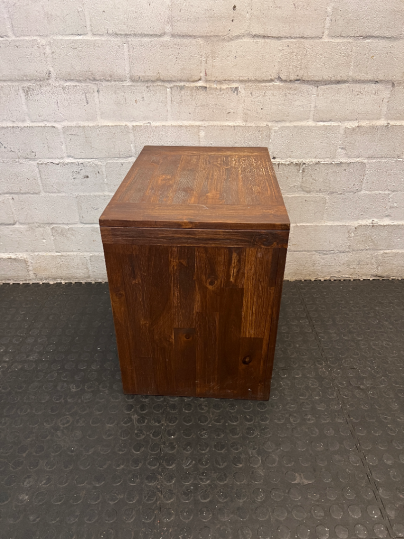 Chunky Acacia Wood Bedside Pedestal with Two Drawers — Minor Scuff M - 2ndhandwarehouse.com