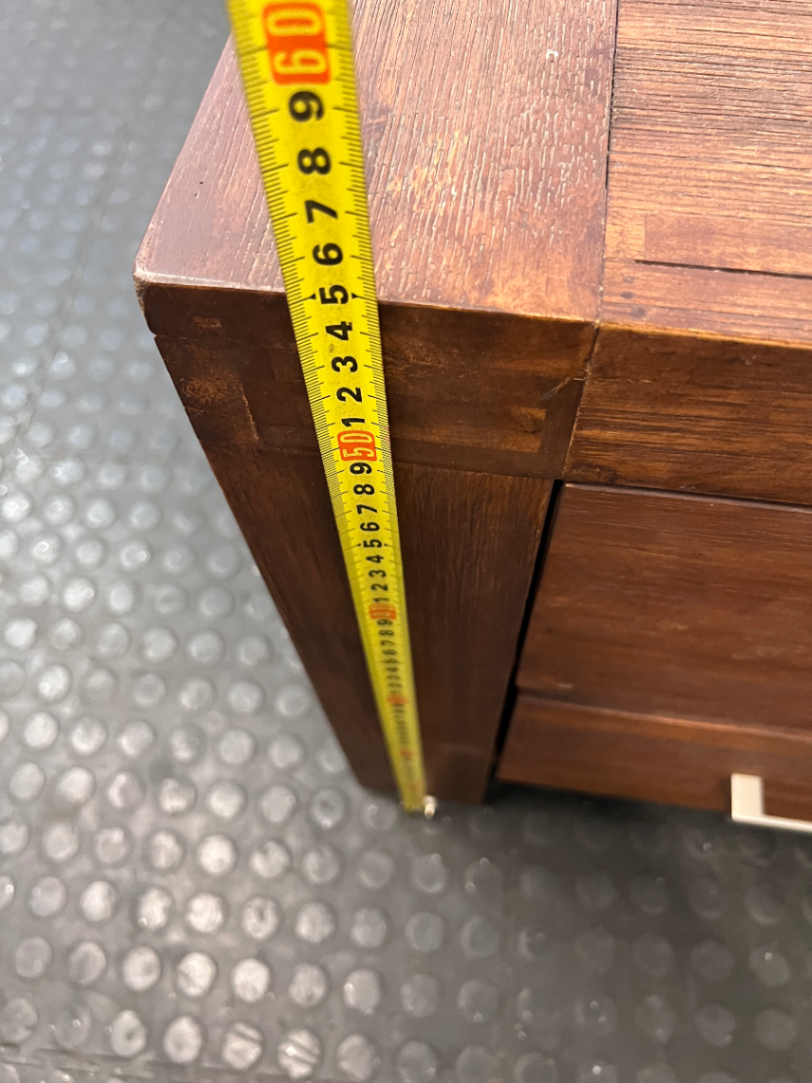 Chunky Acacia Wood Bedside Pedestal with Two Drawers — Minor Scuff M - 2ndhandwarehouse.com