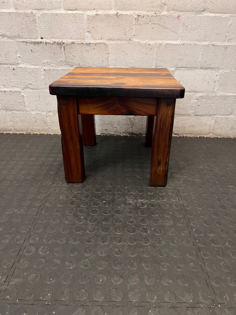 Chunky Rustic Wooden Side Table — Good Working Order