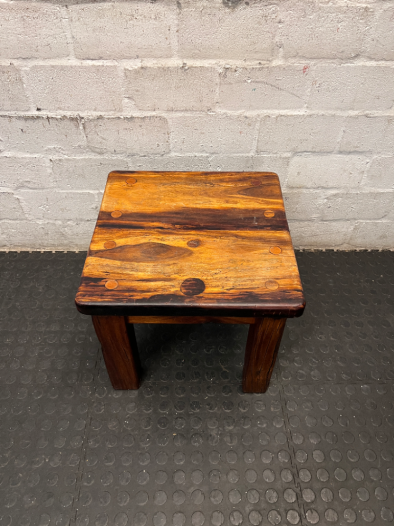 Chunky Rustic Wooden Side Table — Good Working Order