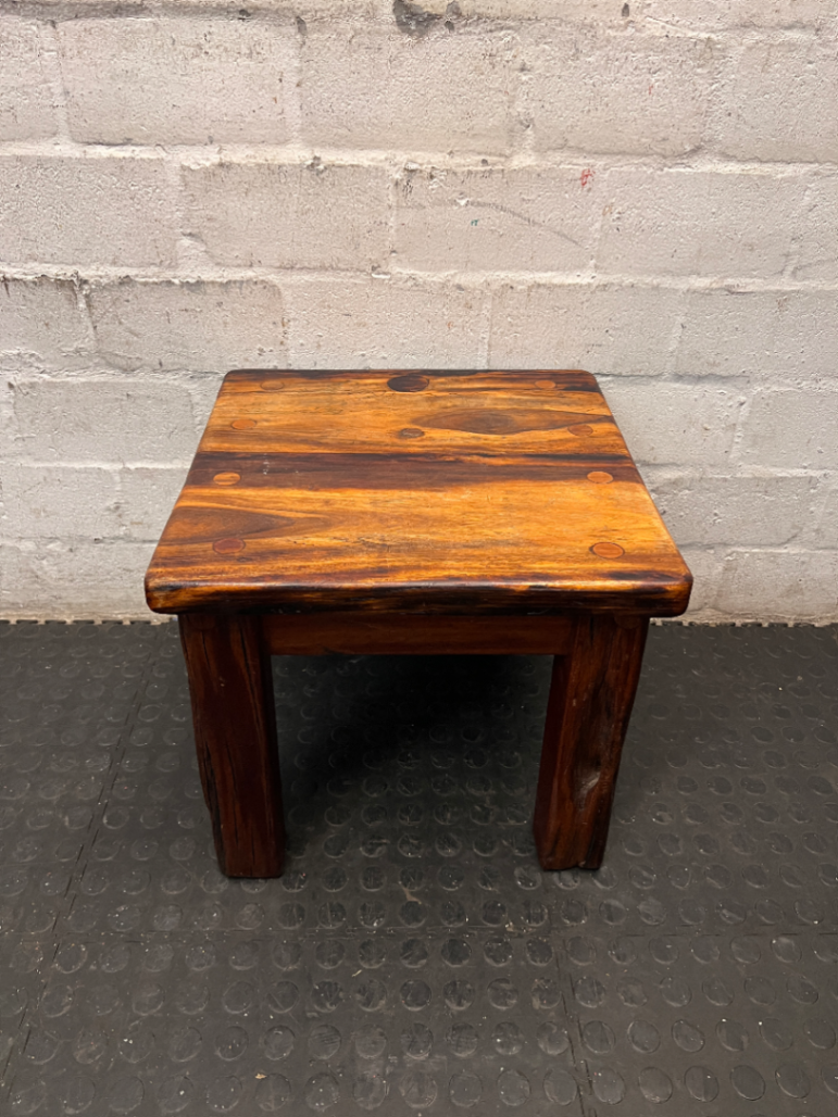 Chunky Rustic Wooden Side Table — Good Working Order