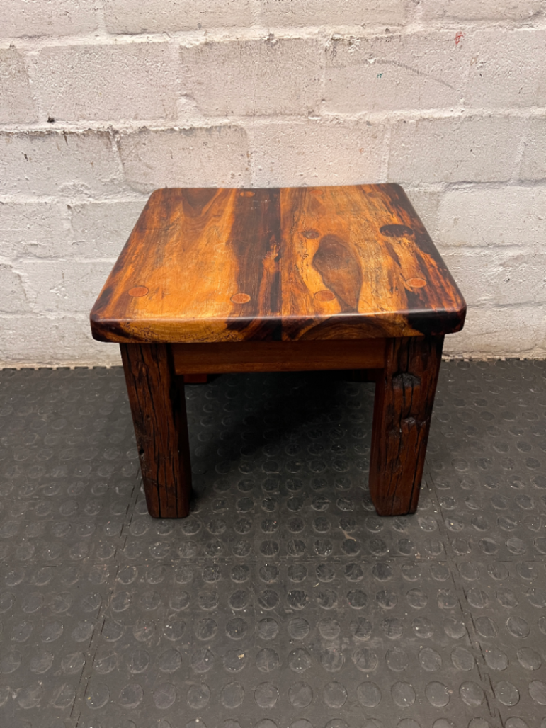 Chunky Rustic Wooden Side Table — Good Working Order