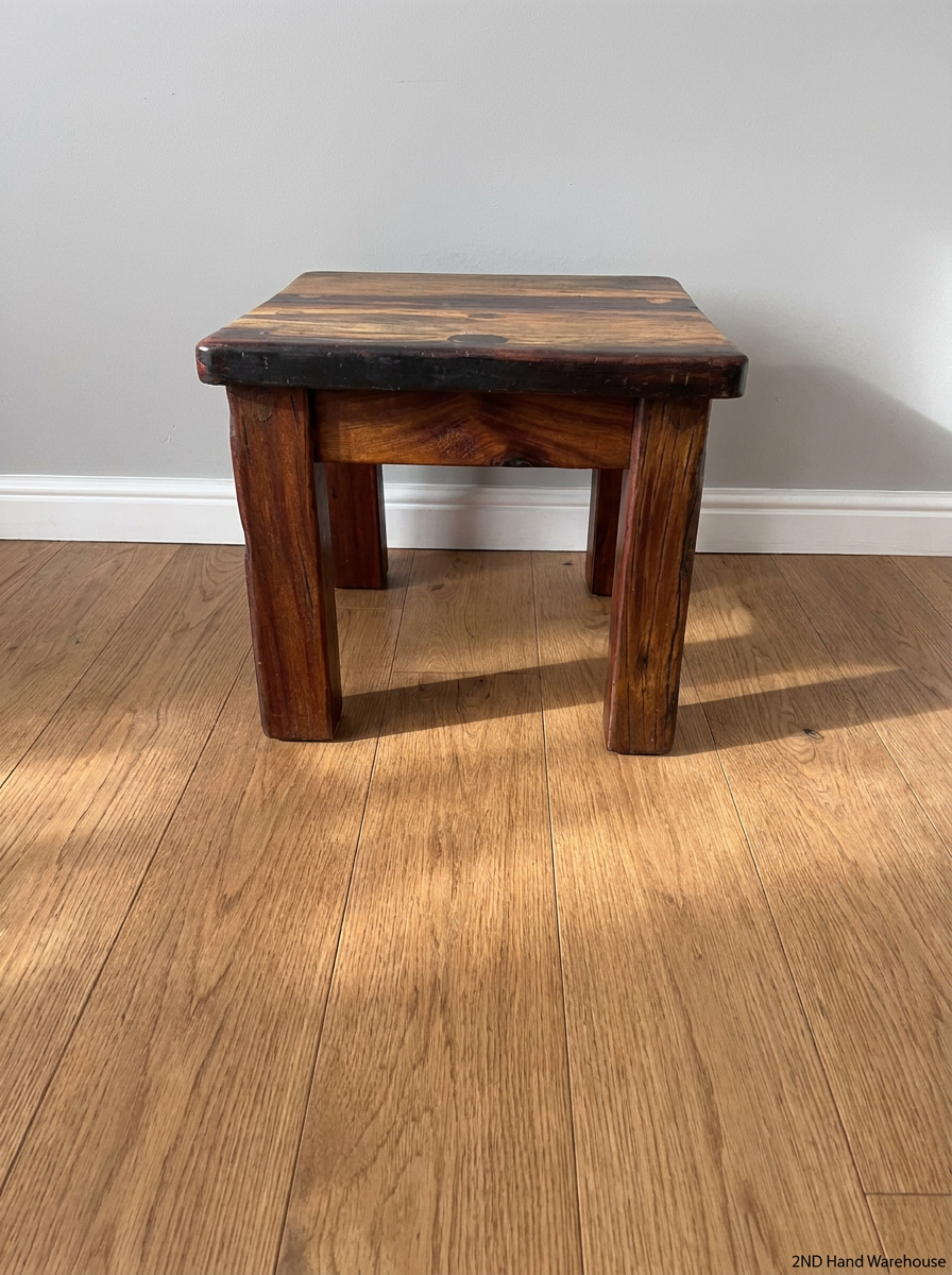 Chunky Rustic Wooden Side Table — Good Working Order