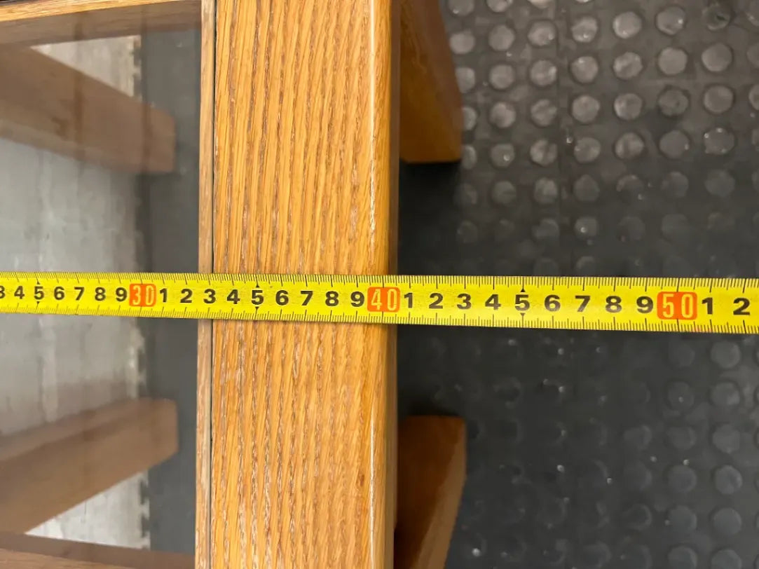Chunky Wooden Side Table with Glass Inset - 2ndhandwarehouse.com