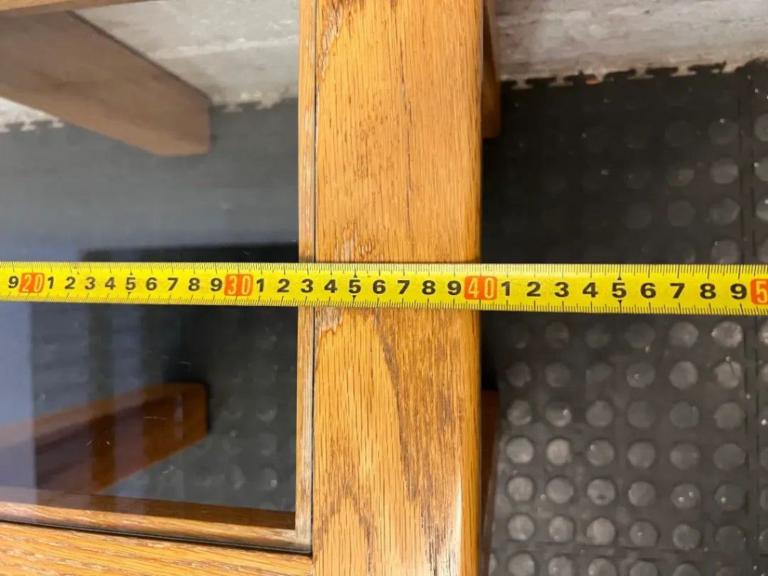 Chunky Wooden Side Table with Glass Inset - 2ndhandwarehouse.com