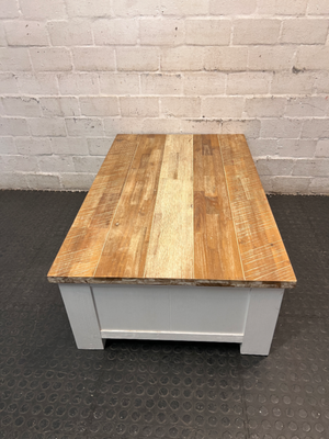 Cielo Rustic Wood and Off-White Coffee Table — Slight Marks on Surface
