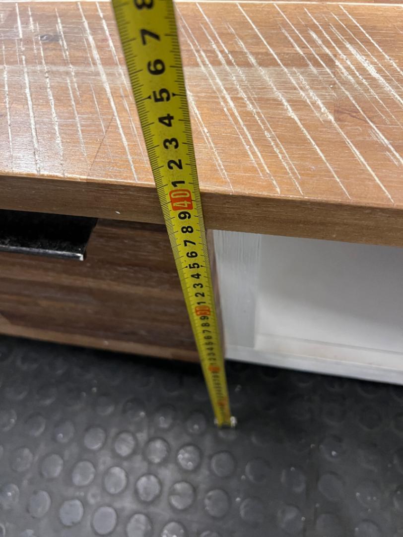 Cielo Rustic Wood and Off-White Coffee Table — Slight Marks on Surface