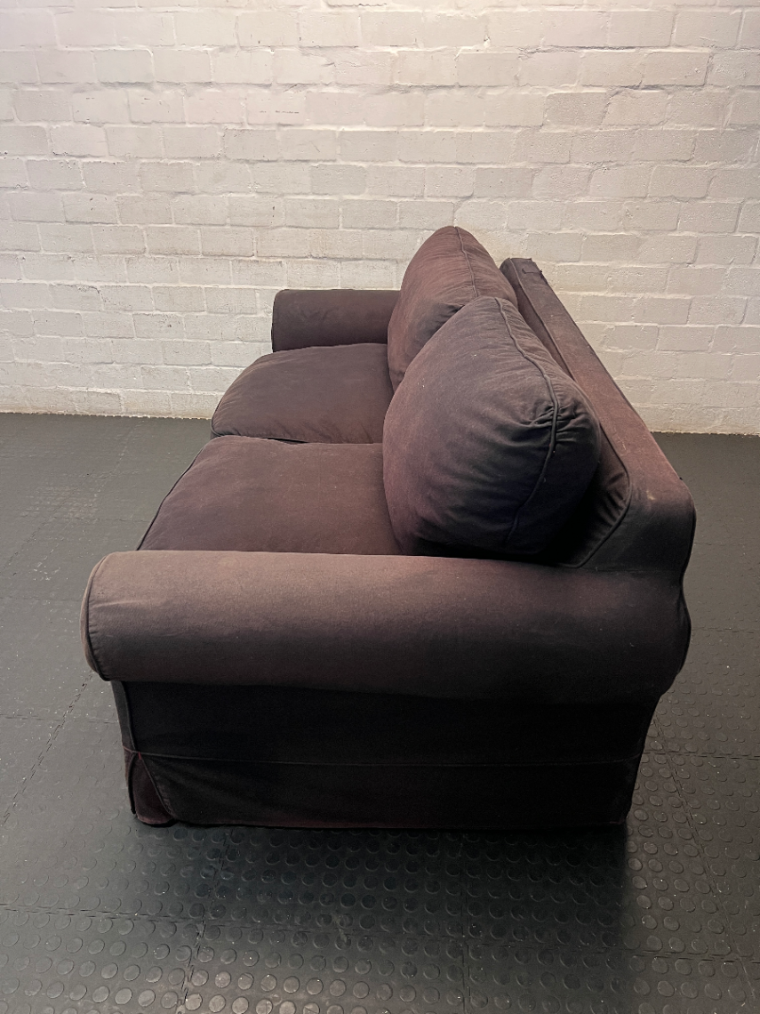 Classic 3 Seater Couch with Rolled Arms in Charcoal Black - 2ndhandwarehouse.com