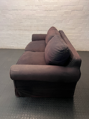 Classic 3 Seater Couch with Rolled Arms in Charcoal Black - 2ndhandwarehouse.com